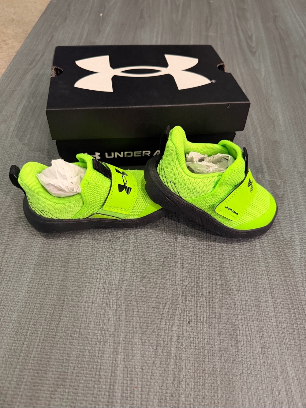 Under Armour Neon Lime and Black Kids Slip-On Sneakers for Toddlers